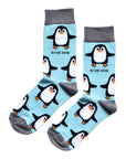 Save the Penguins Bamboo Socks in Light Blue