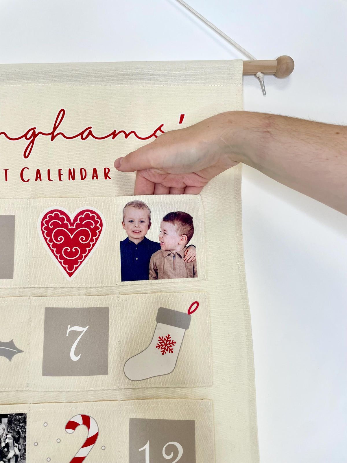 Personalised family advent calendar with family photos