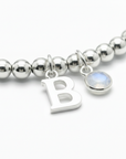 Personalised June Birthstone, Initial Letter & Moonstone Charm Bracelet