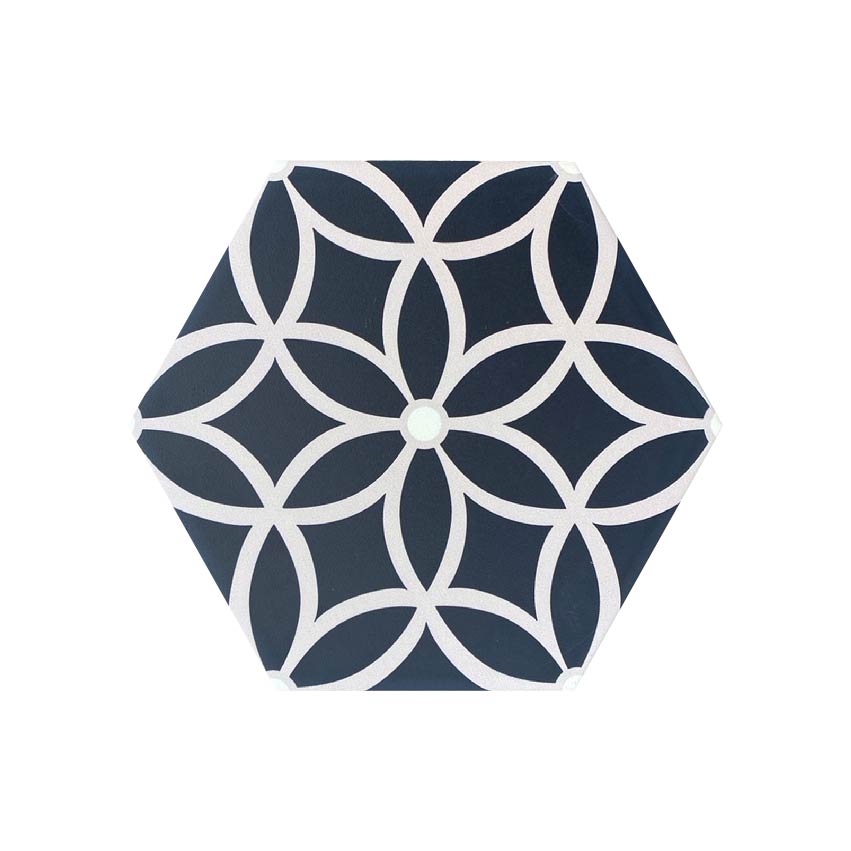 Luxury Petal porcelain hex tiles, premium anti-slip outdoor floor tiles, stylish pastel green black shades, best-selling bathroom kitchen patio tiles by Maria Starling Design at brixbailey.com