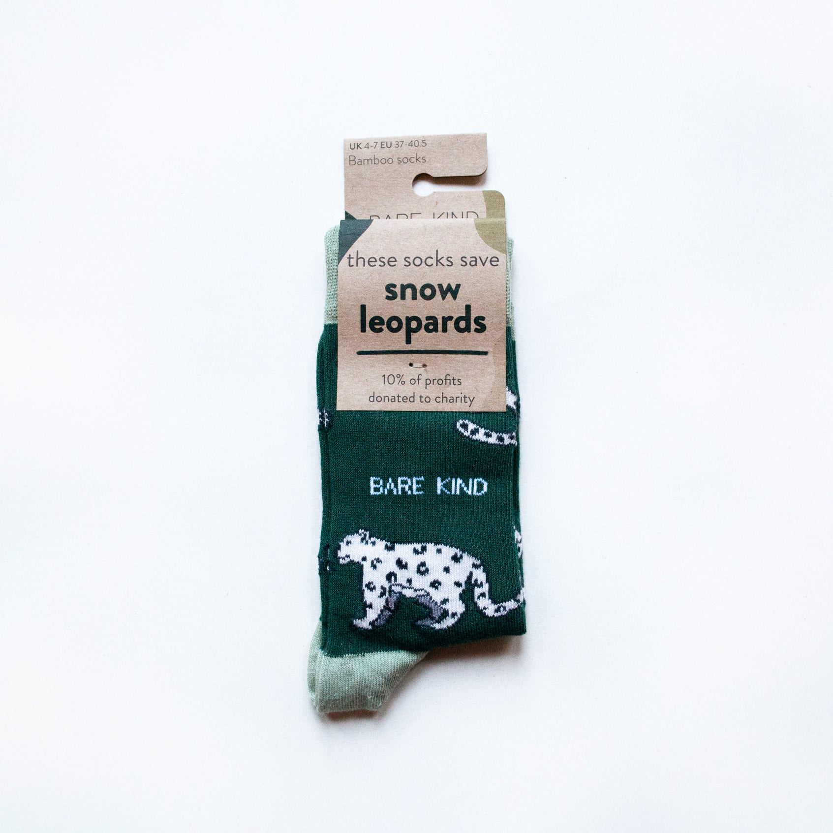 Save the Snow Leopards Bamboo Socks in Sea Green