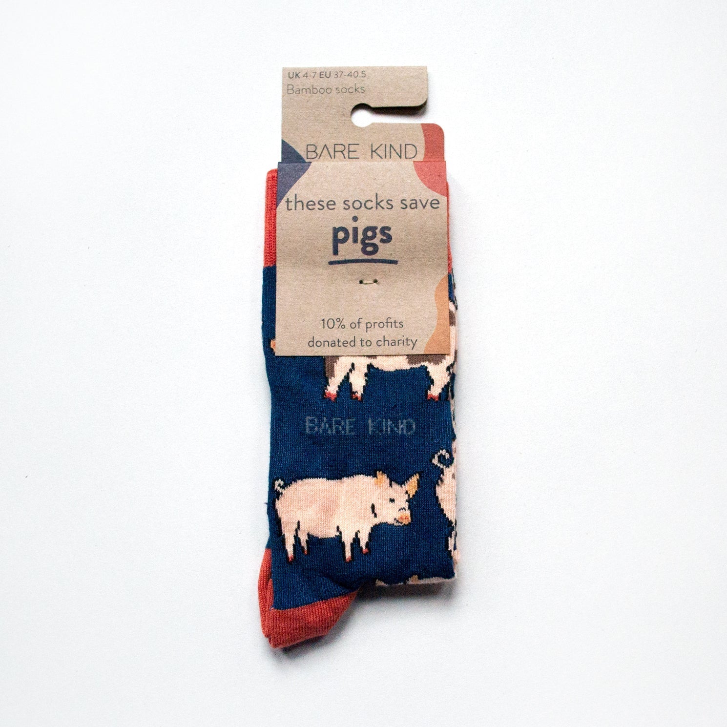 Save the Pigs Bamboo Socks in Navy
