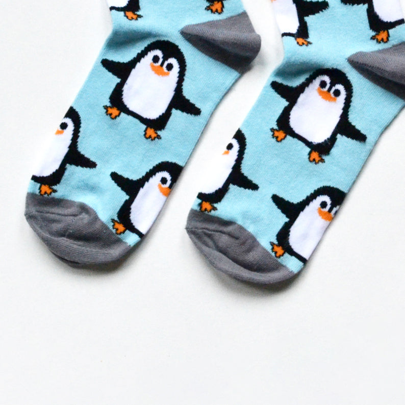 Save the Penguins Bamboo Socks in Light Blue