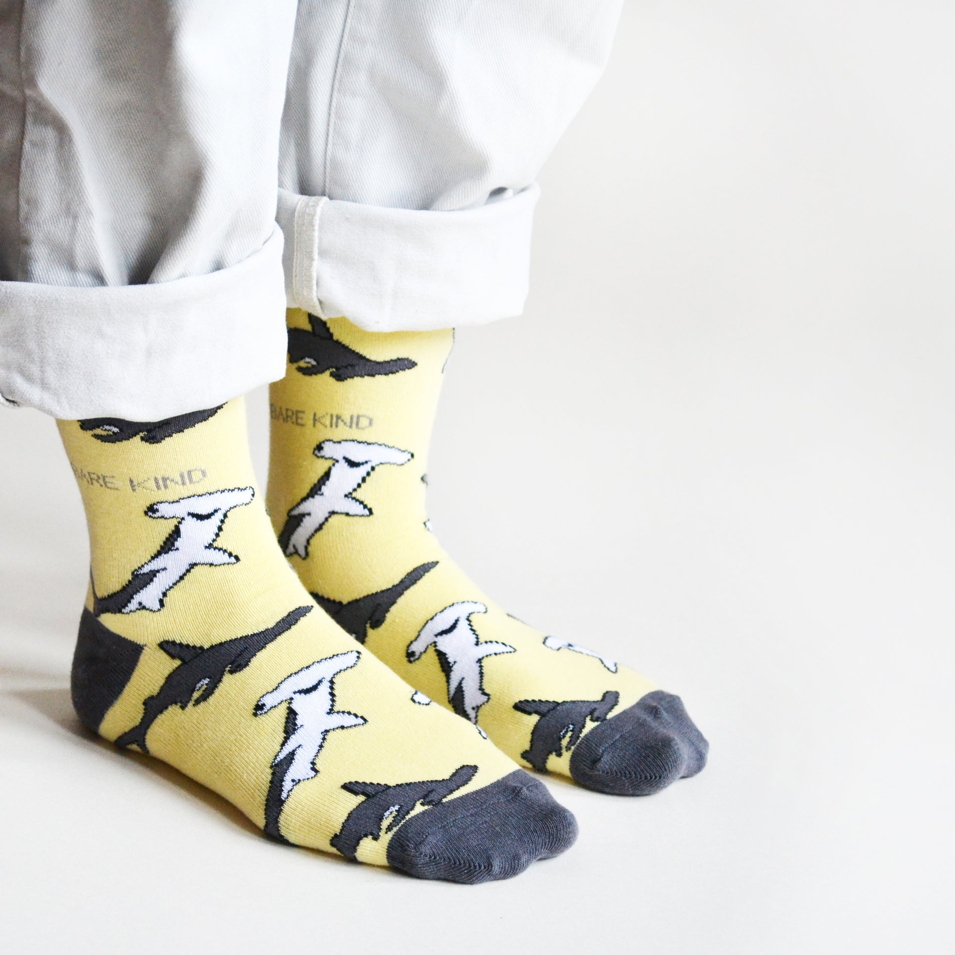 Save the Sharks Bamboo Socks in Yellow