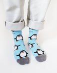 Save the Penguins Bamboo Socks in Light Blue