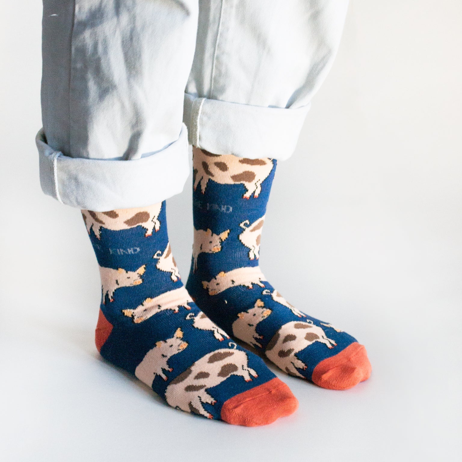 Save the Pigs Bamboo Socks in Navy