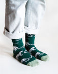 Save the Snow Leopards Bamboo Socks in Sea Green