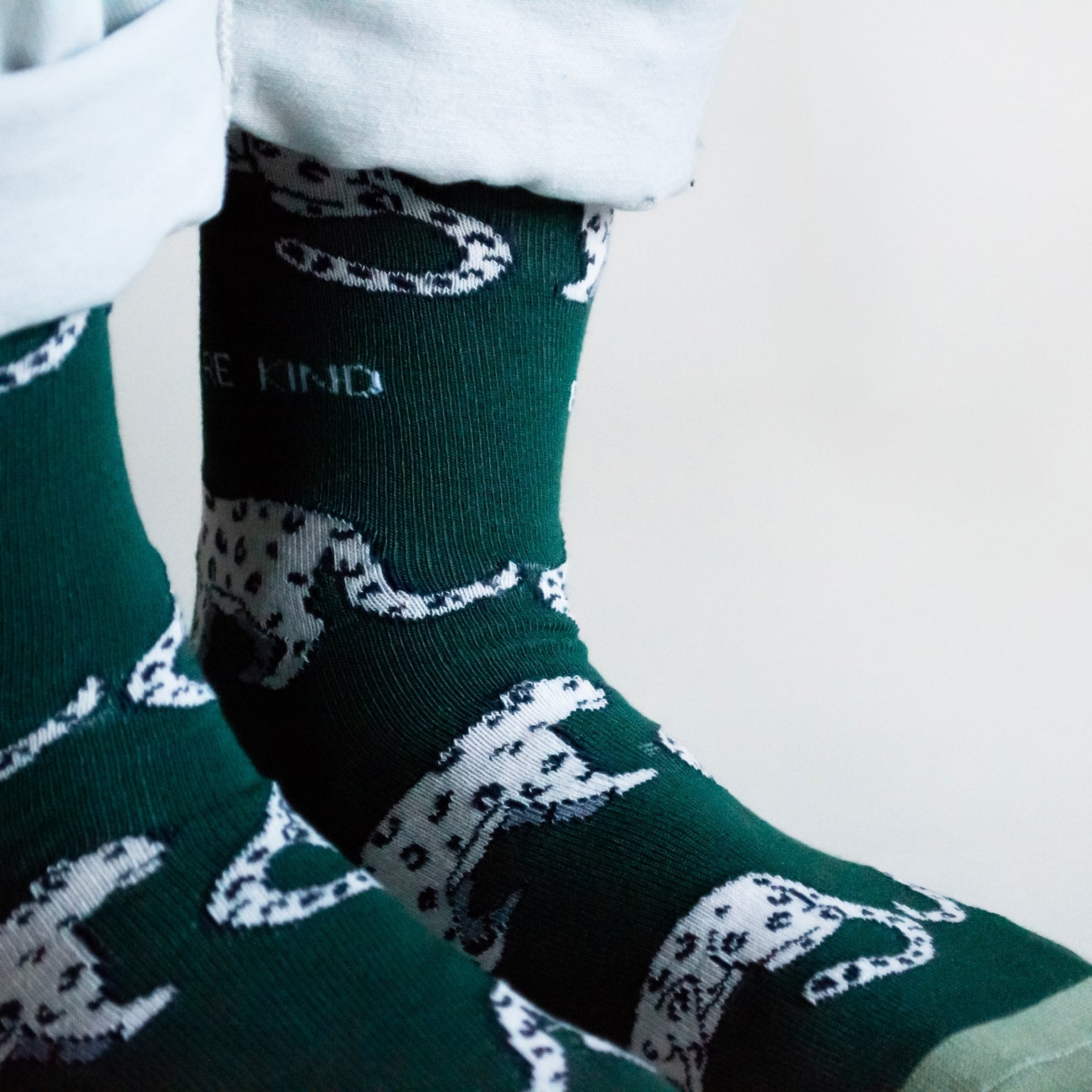 Save the Snow Leopards Bamboo Socks in Sea Green