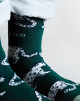 Save the Snow Leopards Bamboo Socks in Sea Green