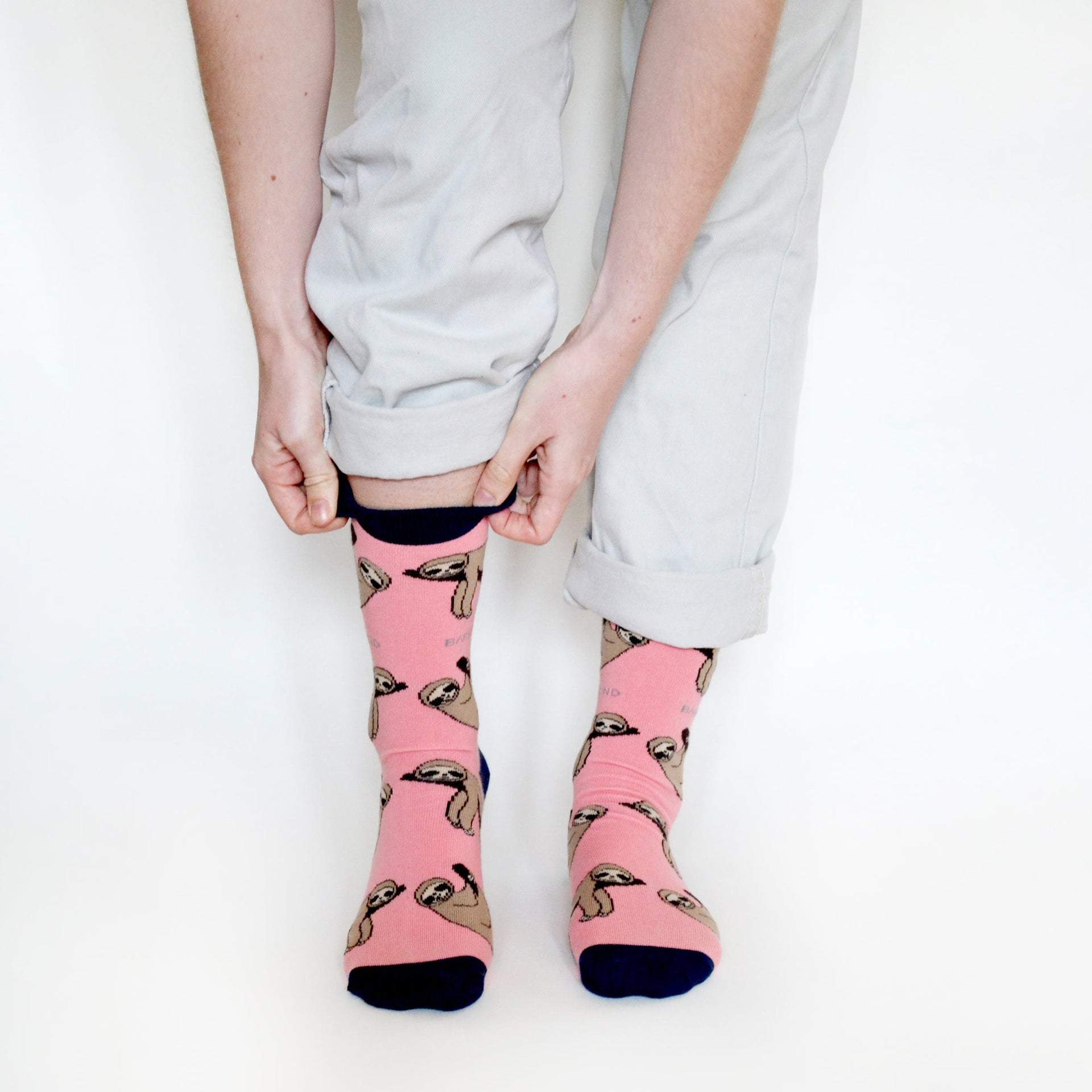 Save the Sloths Bamboo Socks in Pink