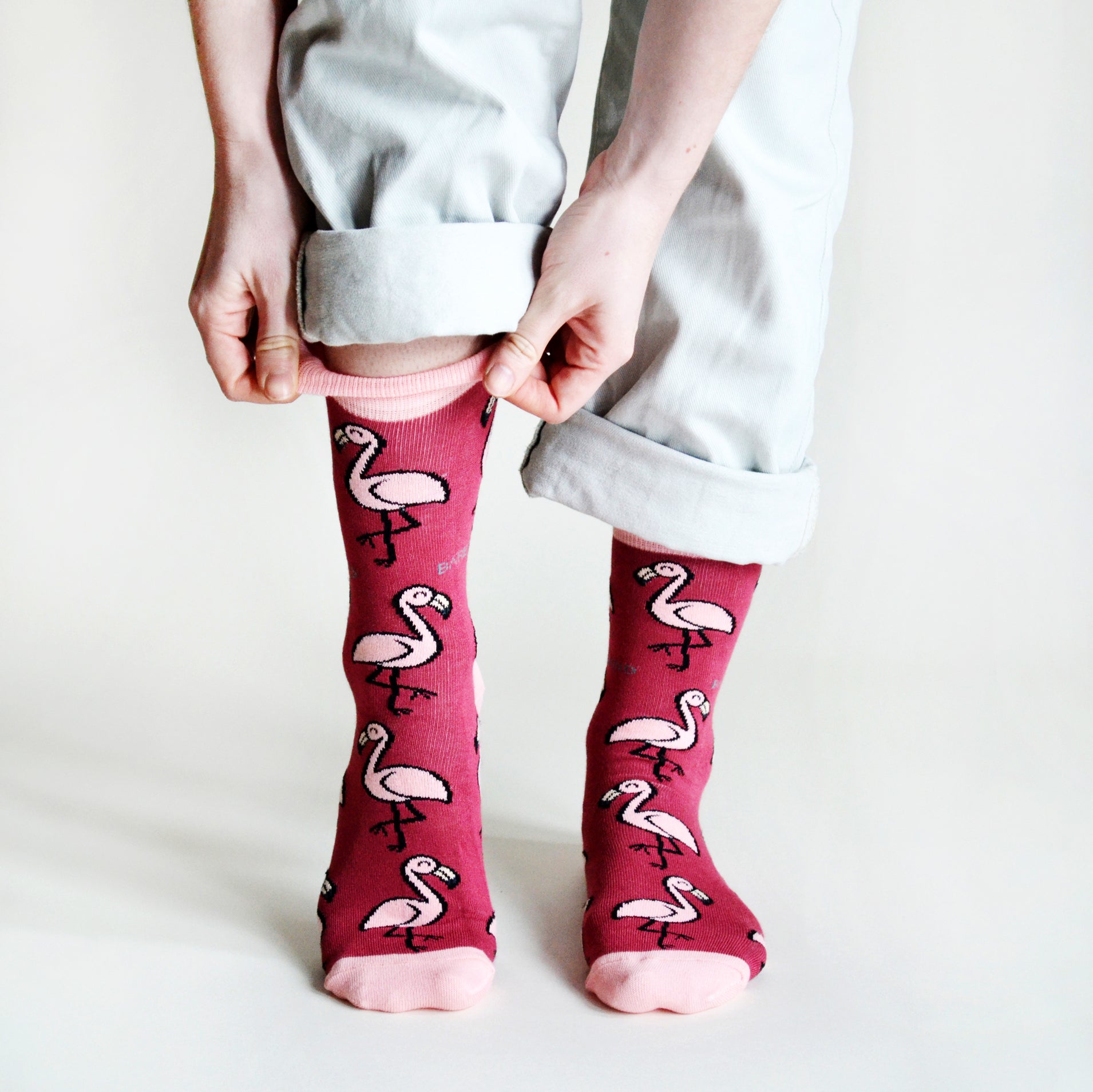 Save the Flamingos Bamboo Socks in Pink