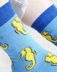 Save the Seahorses Bamboo Socks in Blue