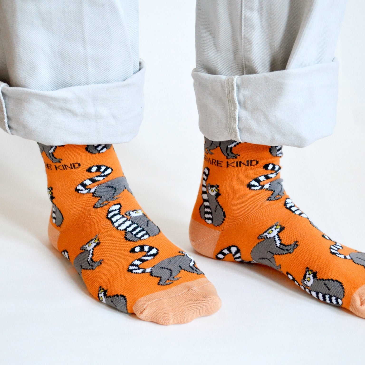 Save the Lemurs Bamboo Socks in Orange