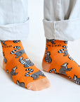Save the Lemurs Bamboo Socks in Orange