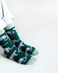 Save the Snow Leopards Bamboo Socks in Sea Green