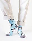 Save the Penguins Bamboo Socks in Light Blue