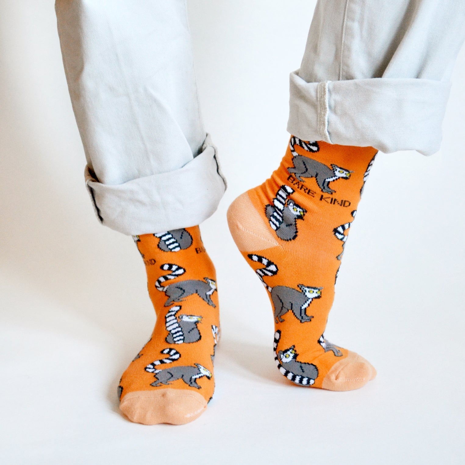 Save the Lemurs Bamboo Socks in Orange