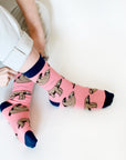 Save the Sloths Bamboo Socks in Pink