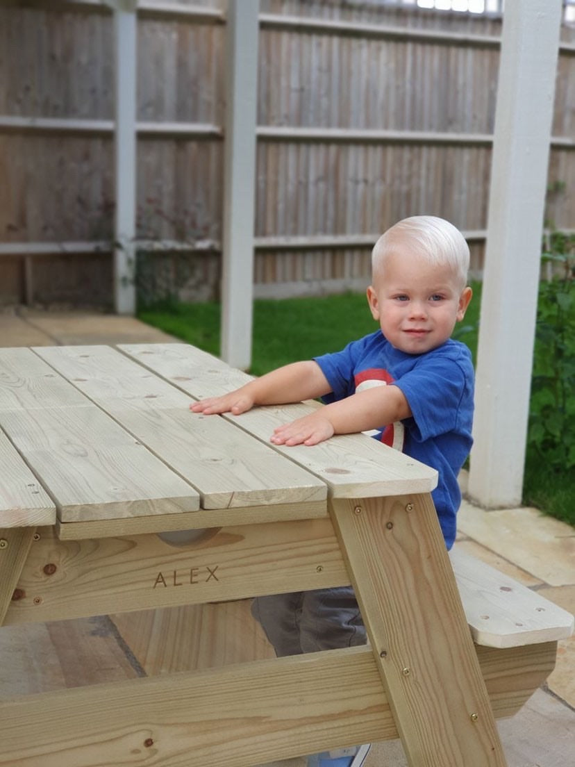 Premium 2-in-1 Sensory Play and Picnic Bench for Kids, Durable Pine Wood Outdoor Table with Removable Trays for Sand, Water, and Snacks by Vincabel's Playground at brixbailey.com