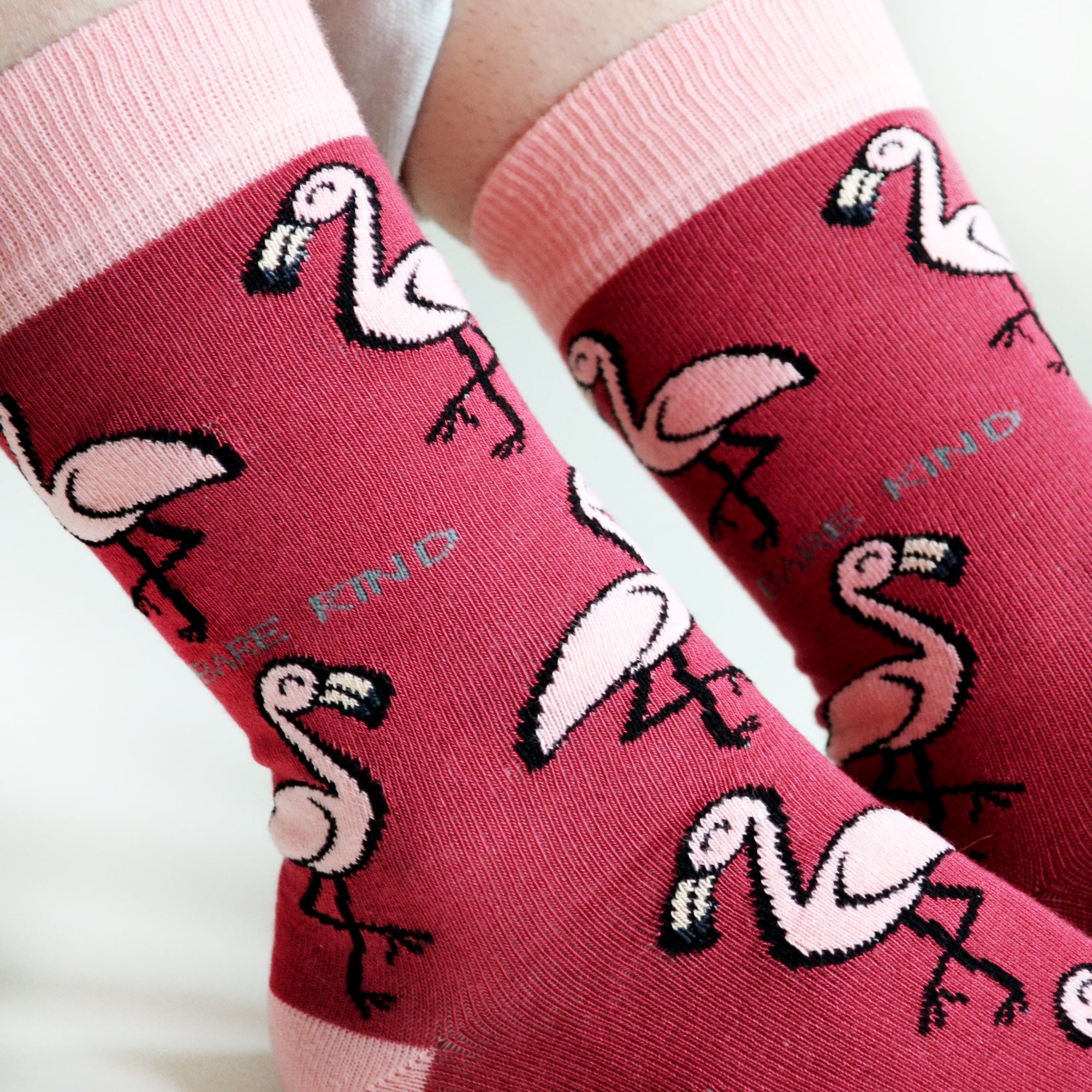 Save the Flamingos Bamboo Socks in Pink