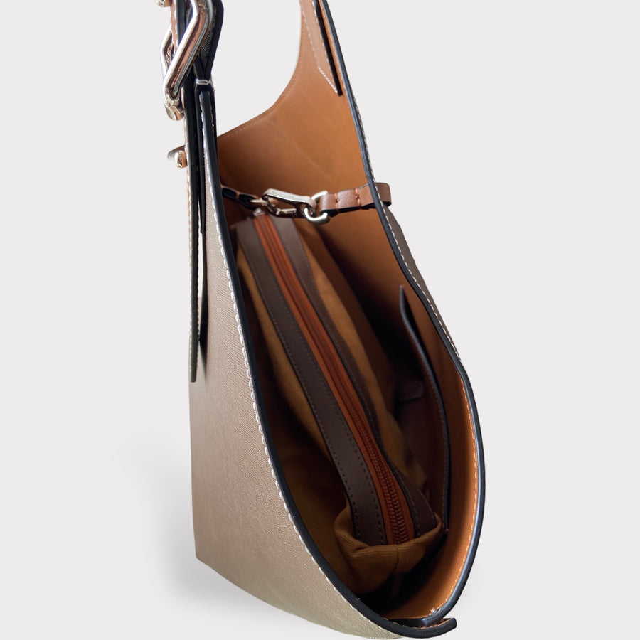 Fira - Apple Leather Bucket Tote Shoulder Bag Brown