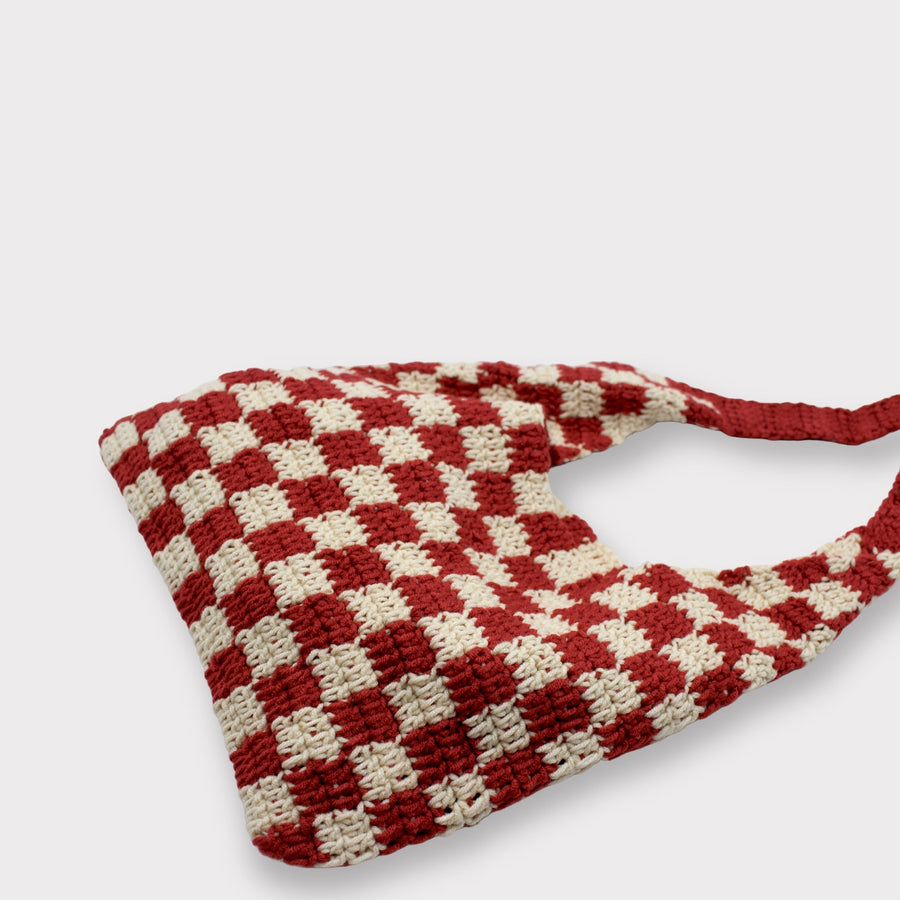 Handmade Crochet Cotton Tote Bag - Eco-Friendly & Sustainable Fashion - 55cm Height by Sook Stainable at brixbailey.com