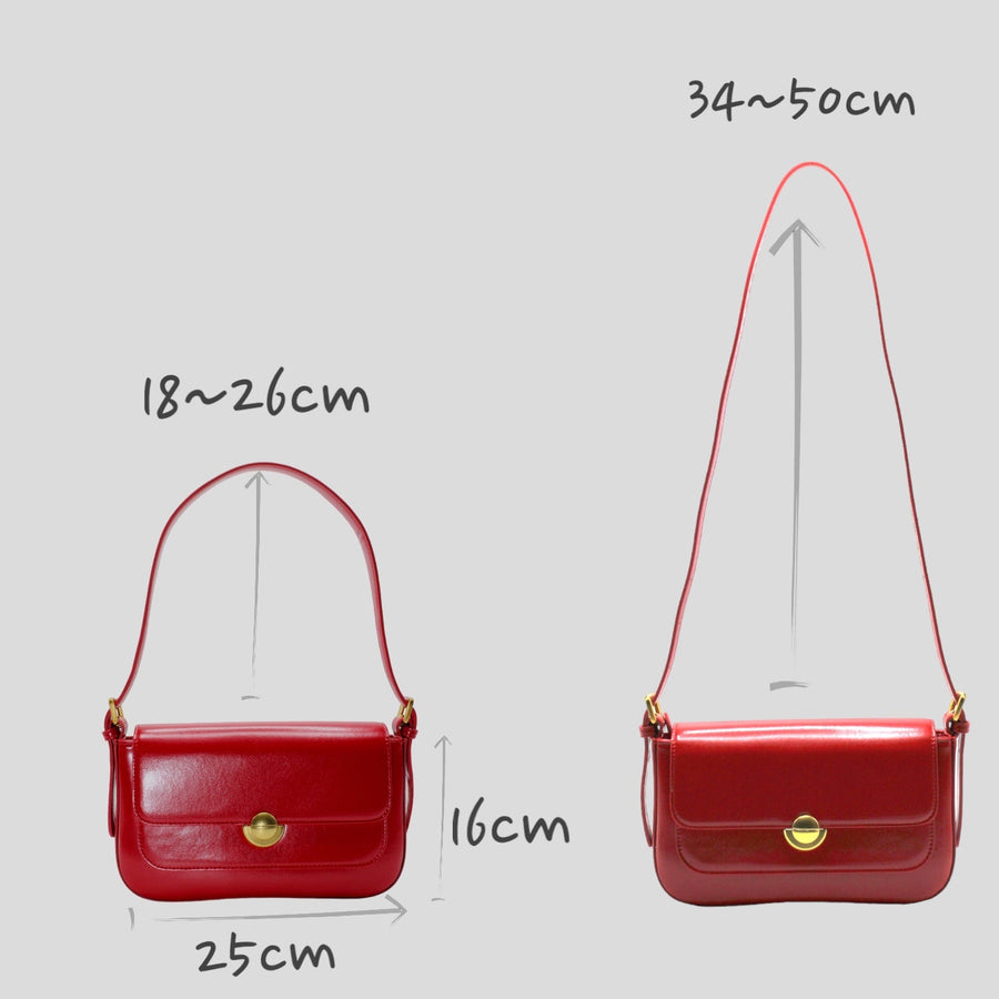 Isla - Vintage Gold Buckle Pochette Envelope Bag Red