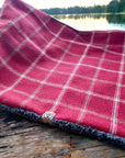 Drogo Red Check Dog Blanket | Luxury Handmade Reversible Sherpa Throw | Customisable Pet Blanket UK