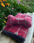 Drogo Red Check Dog Blanket | Luxury Handmade Reversible Sherpa Throw | Customisable Pet Blanket UK