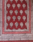 Paisley Jaal Hand-block Print Rug - Red White