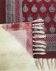 Paisley Jaal Hand-block Print Rug - Red White