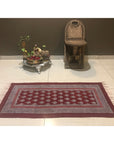 Paisley Jaal Hand-block Print Rug - Red White