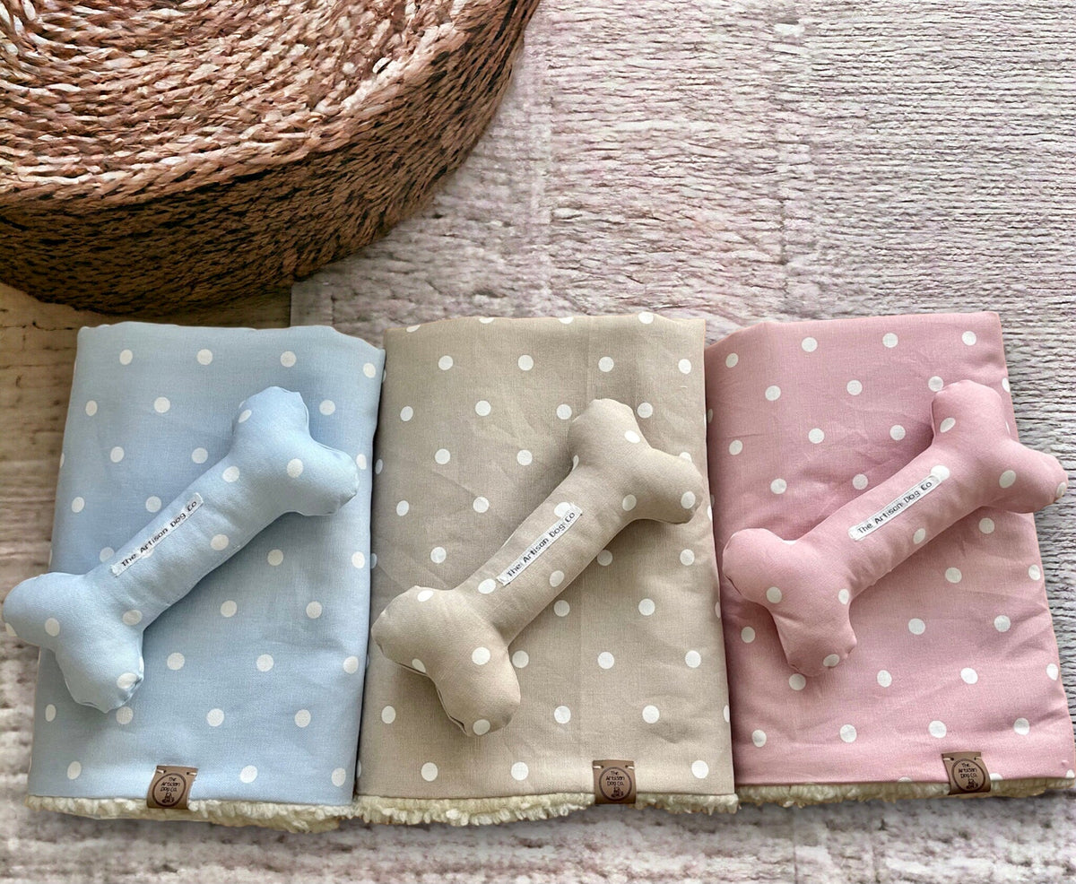 Handcrafted Toy Squeaky Dog Bone - choice of fabrics