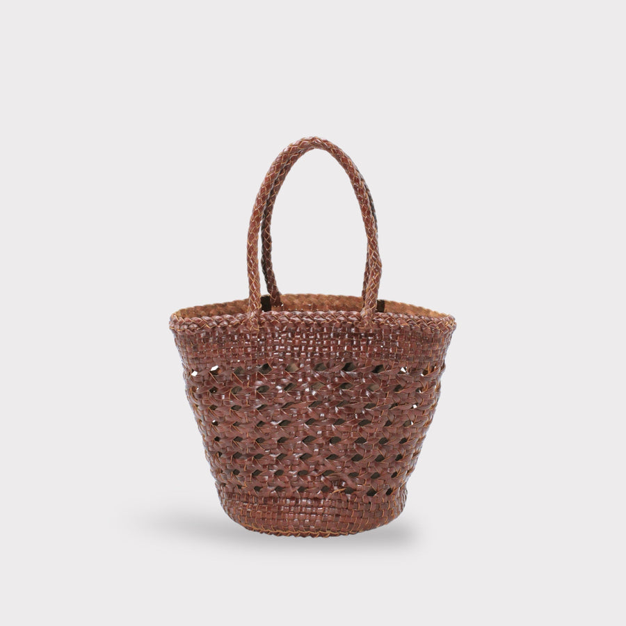 Handmade Artisan Leather Tote Bag - Genuine Top Grain Leather & Cotton Canvas - 22cm Tall - Eco-Friendly & Durable by Sook Stainable at brixbailey.com