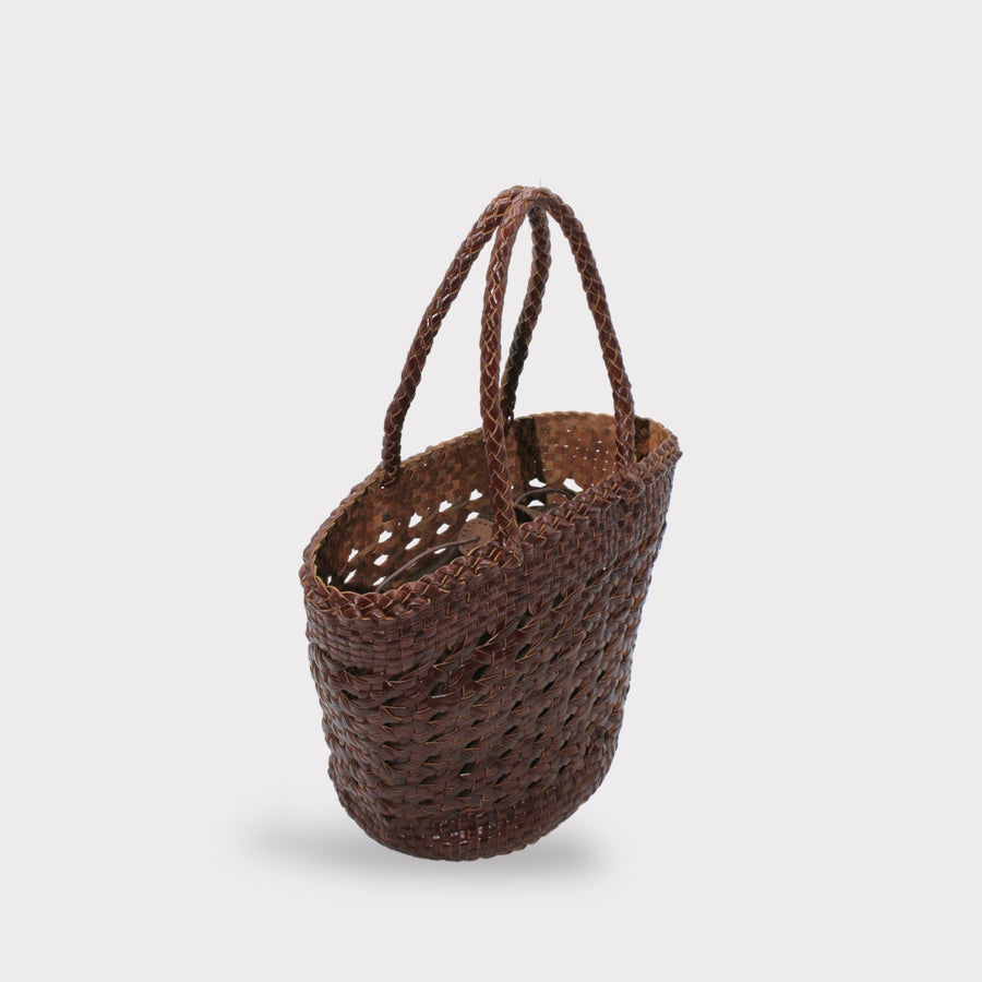 Handmade Leather Tote Bag - Genuine Top Grain Leather & Cotton Canvas - 22cm Tall - Eco-Friendly & Durable by Sook Stainable at brixbailey.com