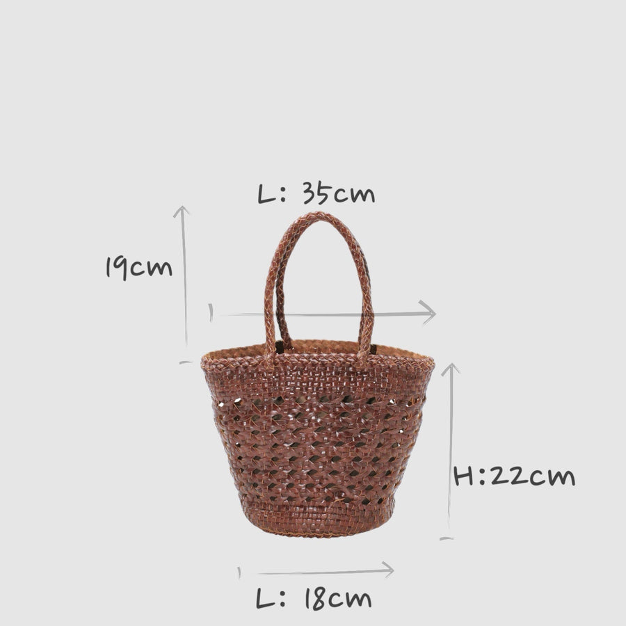 Handmade Leather Tote Bag - Genuine Top Grain Leather & Cotton Canvas - 22cm Tall - Eco-Friendly & Durable by Sook Stainable at brixbailey.com