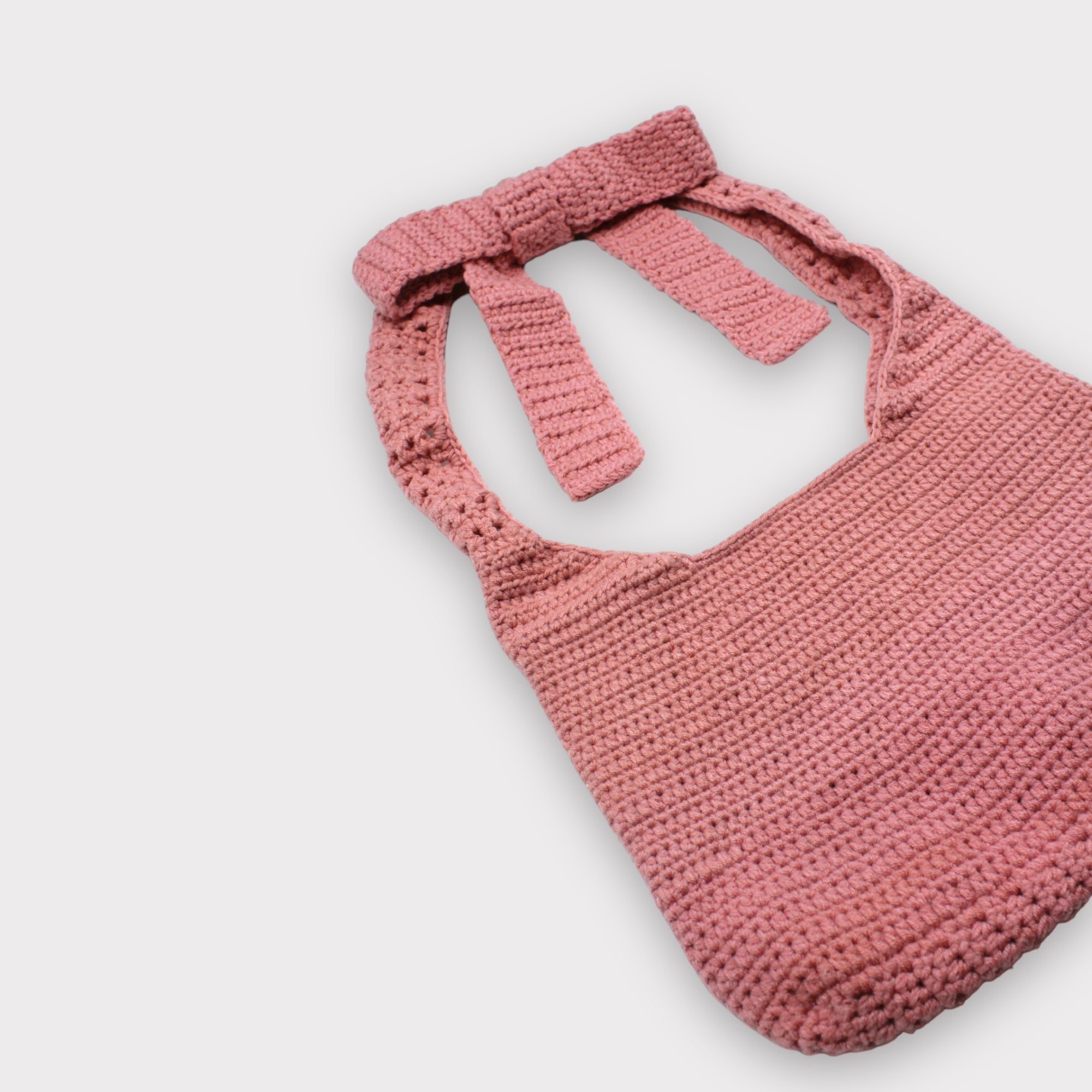 Handmade Crochet Bag - Eco-Friendly Cotton &amp; Satin Knit Tote - 23cm Height - Slow Fashion by Sook Stainable at brixbailey.com