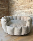 Luxury Bouclé Dog Bed with Removable Cushion – Handmade in Devon
