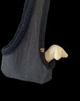 Handcrafted, luxury puppy/small dog carrier/sling - Black Denim