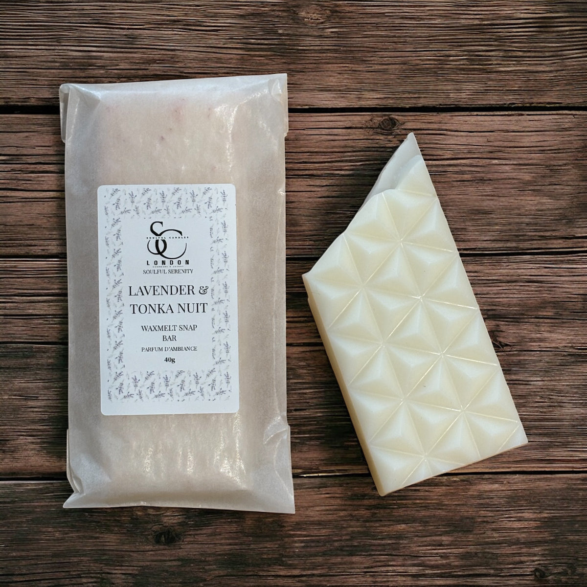 Lavender &amp; Tonka Nuit Wax Melt Snap Bar (40g) – Soulful Serenity Range