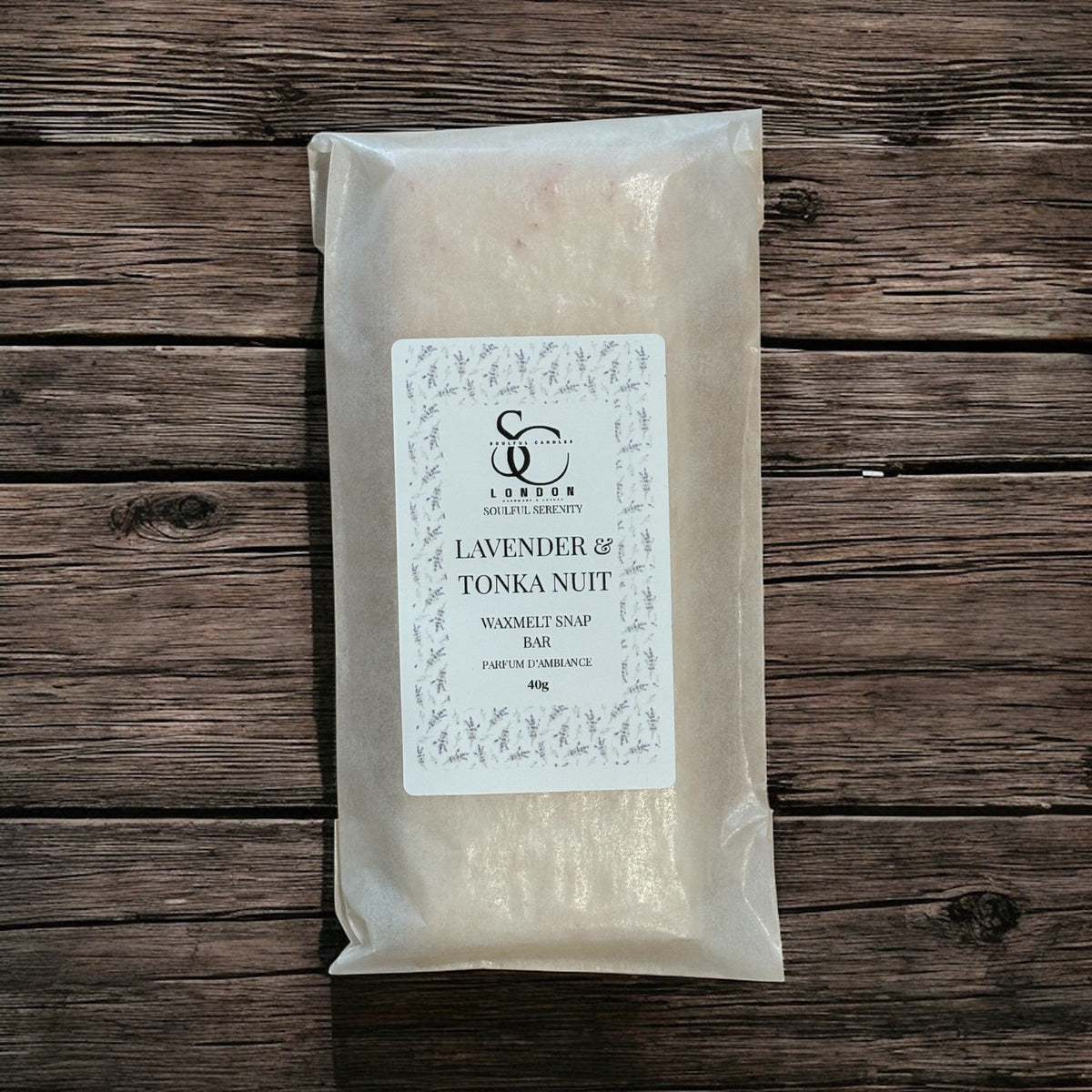 Lavender &amp; Tonka Nuit Wax Melt Snap Bar (40g) – Soulful Serenity Range