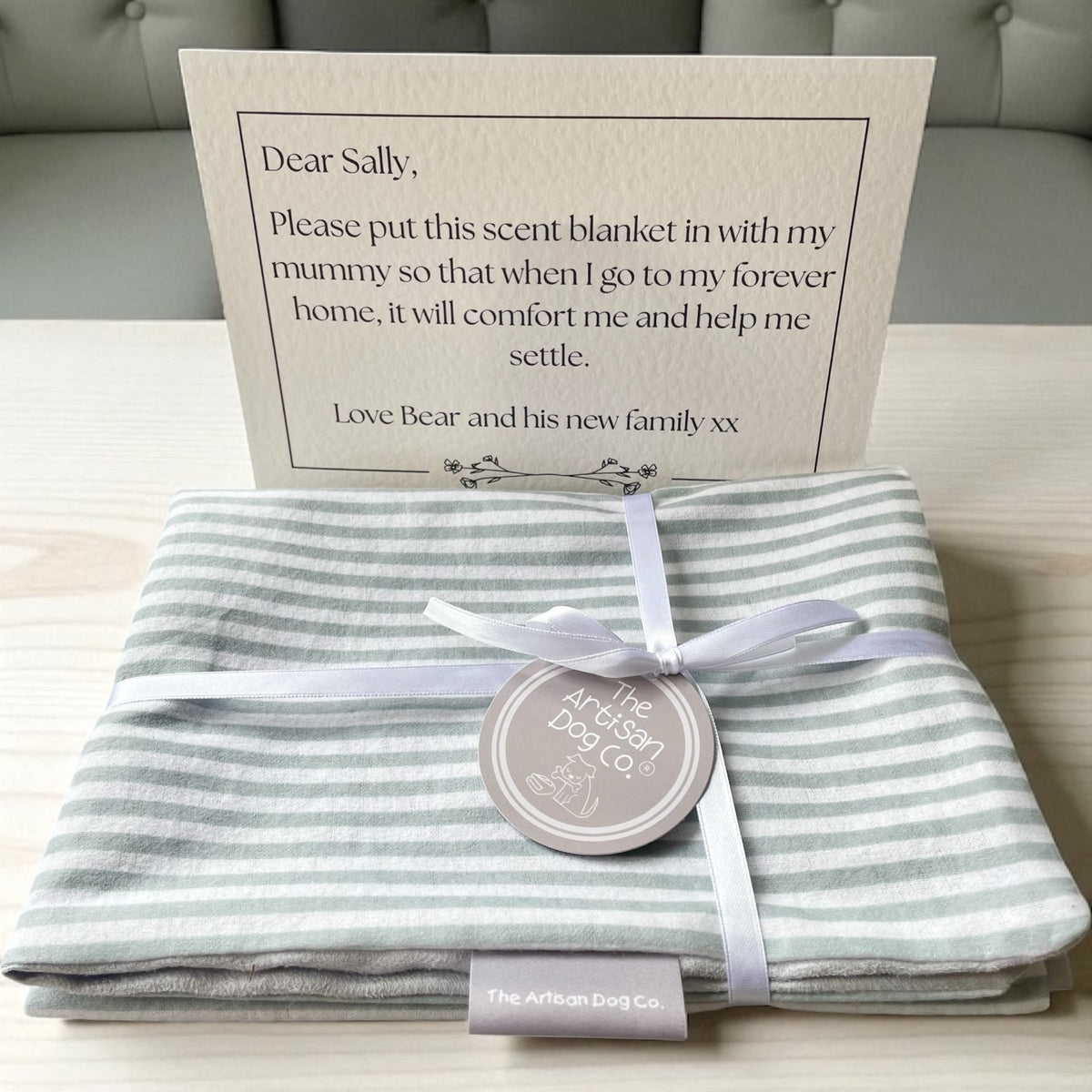 New Puppy Scent Blanket/Mat and Personalised Note