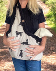 Handcrafted, luxury puppy/small dog carrier/sling - Dog Print in Cotton - The Walter Collection