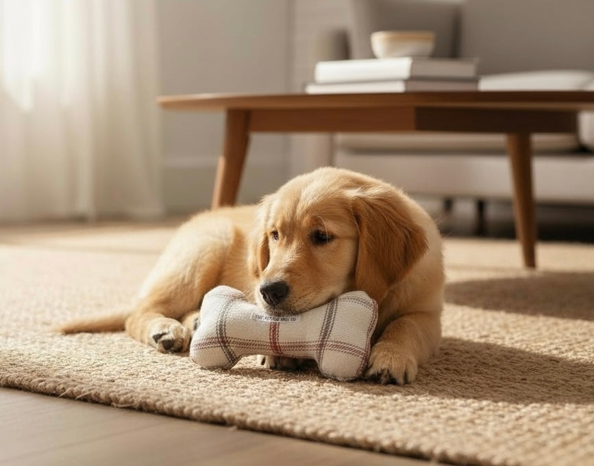 Handcrafted Toy Squeaky Dog Bone - choice of fabrics