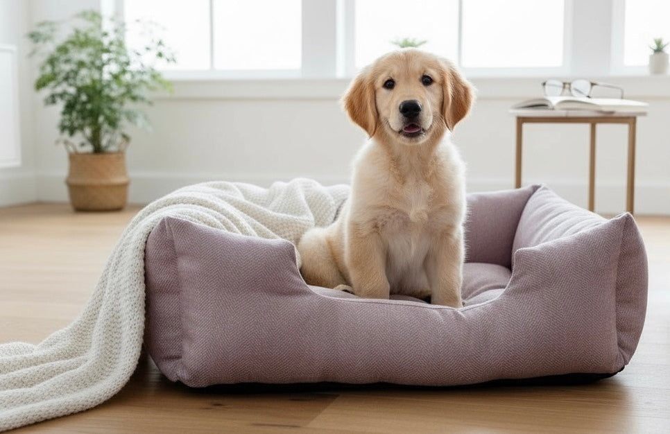 Handcrafted Luxury Dog/cat bed in Herringbone Fabrics - The Classic Collection