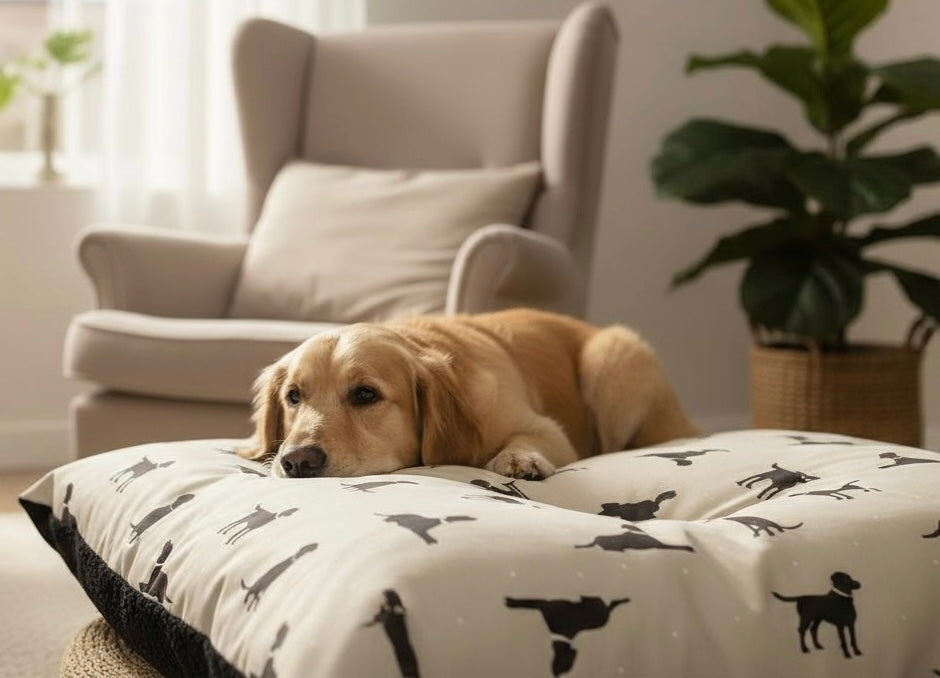 Double Sided Pillow Bed/Crate Cushion - Walter Dog Print
