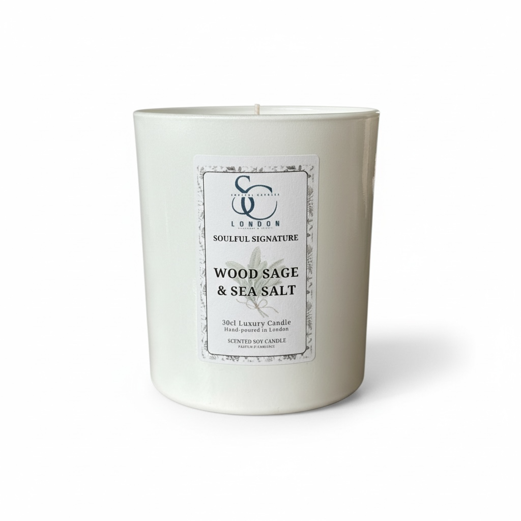 Wood Sage &amp; Sea Salt – Luxury Soy Candle (30cl) Classic Look