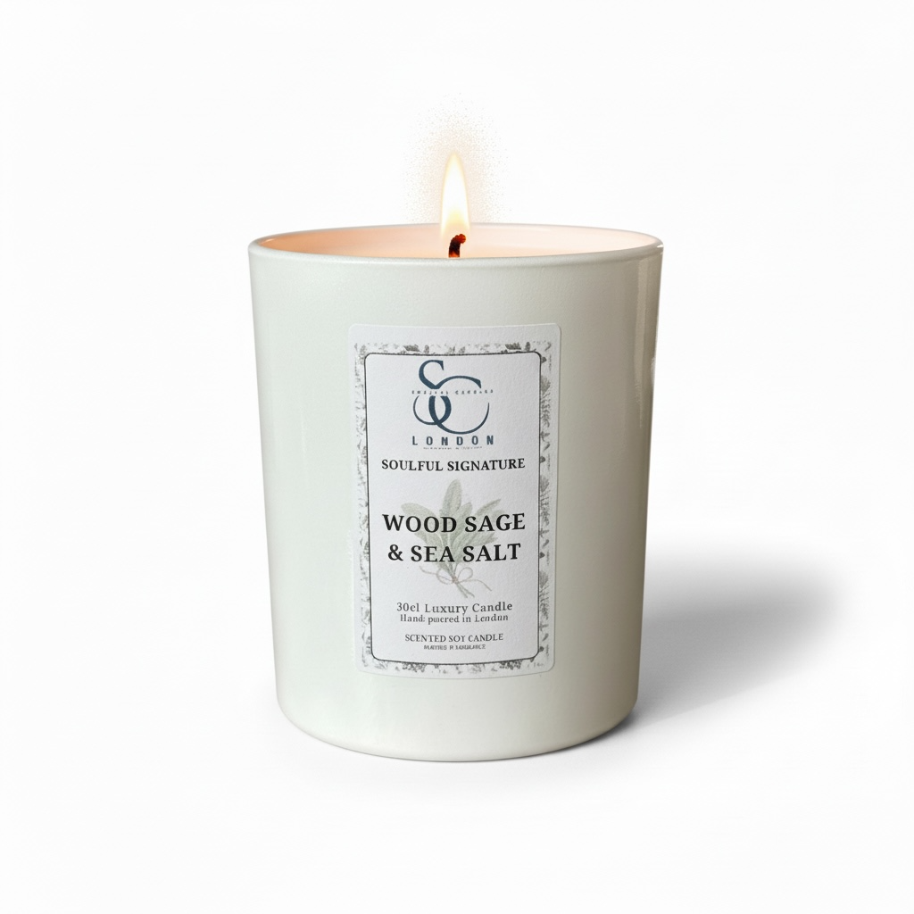 Wood Sage &amp; Sea Salt – Luxury Soy Candle (30cl) Classic Look