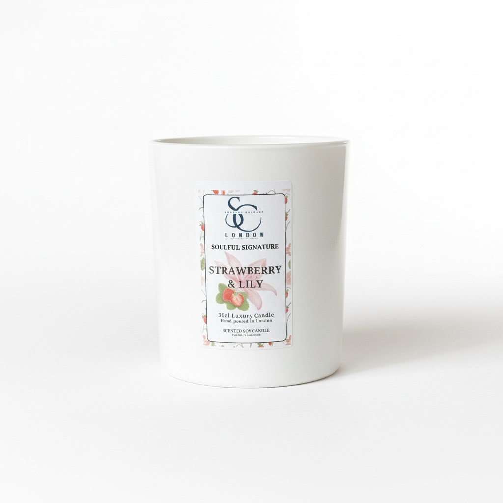 Strawberry &amp; Lily – Luxury Soy Candle (30cl) Classic Look