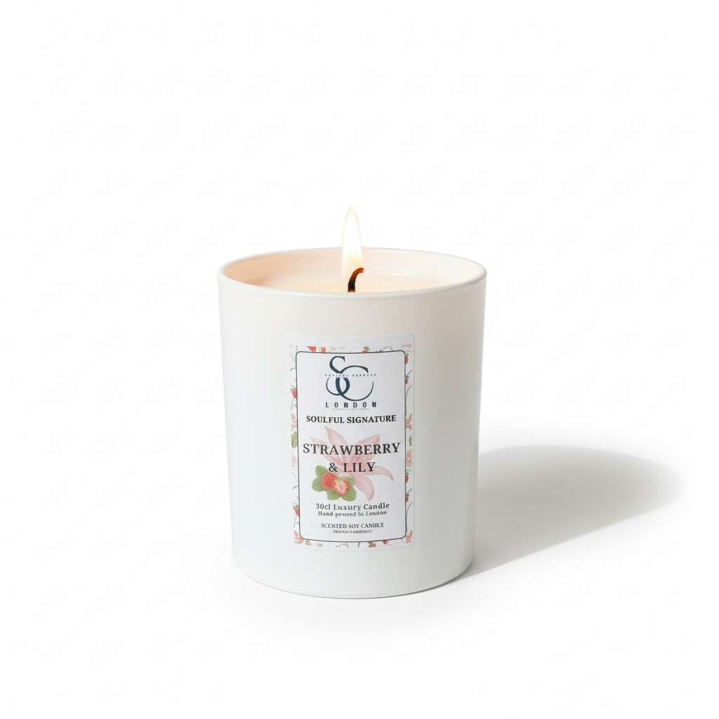 Strawberry &amp; Lily – Luxury Soy Candle (30cl) Classic Look